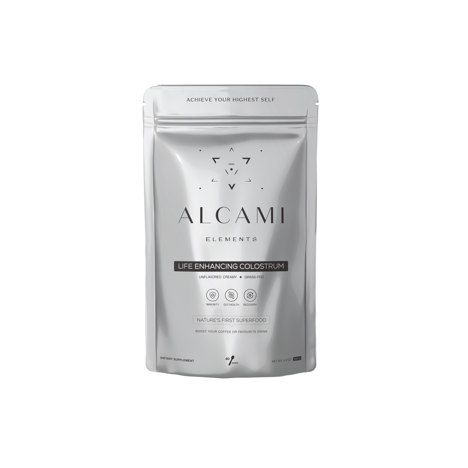 Alcami Elements Life Enhancing Colostrum pouch.